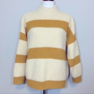 FRNCH Paris Mock Neck Dolman Sleeve Knit Striped Sweater Size M/L